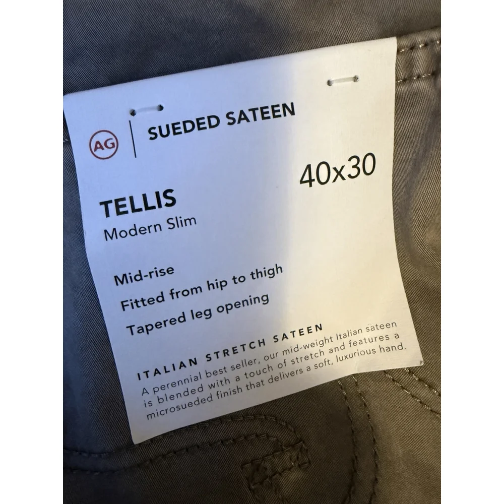 AG Adriano Goldschmied Men's Tellis Modern Slim Pants Size 40x30 Gray‎ Sateen